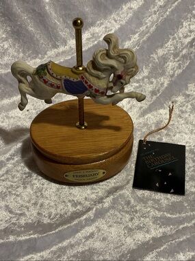 Willitts February Birthday Carousel Horse with Music Box
